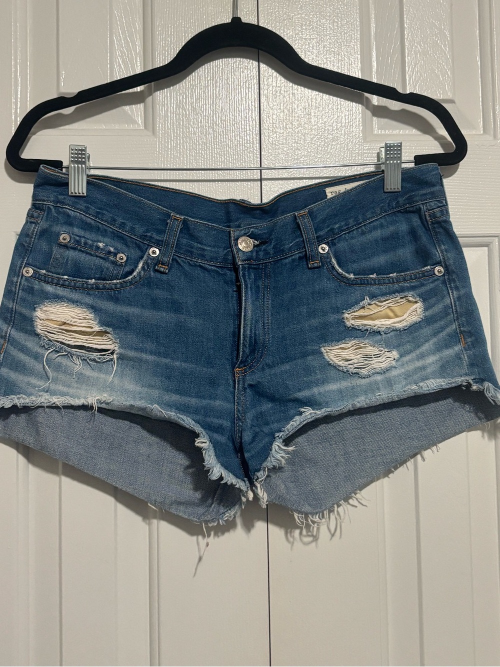 rag & bone Distressed Blue Denim Cutoff Shorts